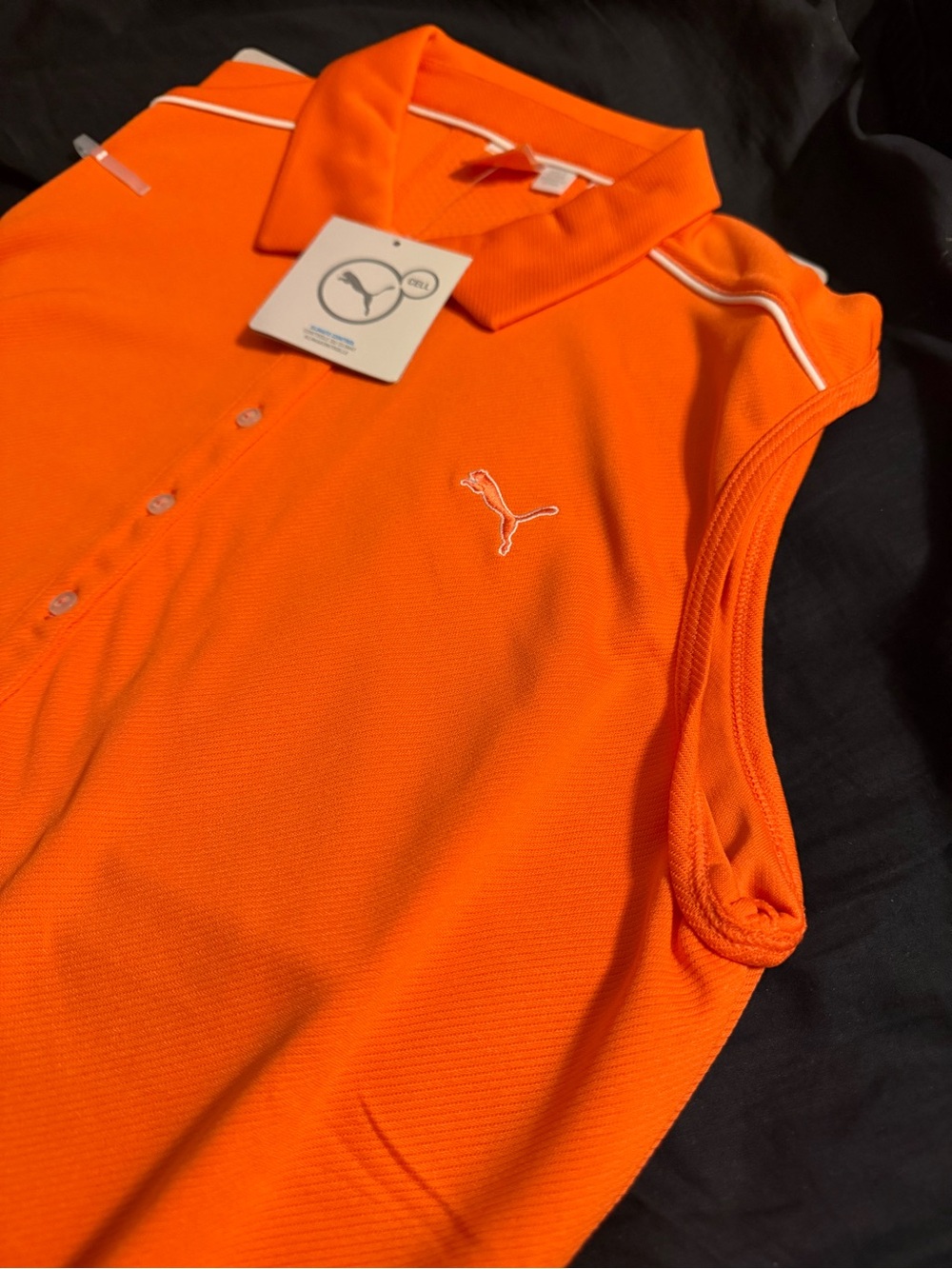 Puma Orange Sleeveless Polo with White Piping